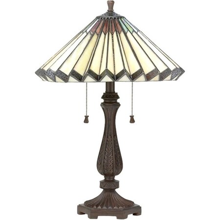 Lite Source Amber Stained Glass Tiffany Table Lamp From The Greely Collection C4110AMB